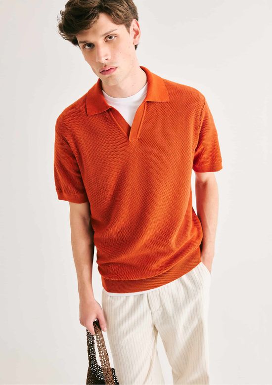 Foto do produto: Polo Masculina Tricô Fio Tinto - Terracota