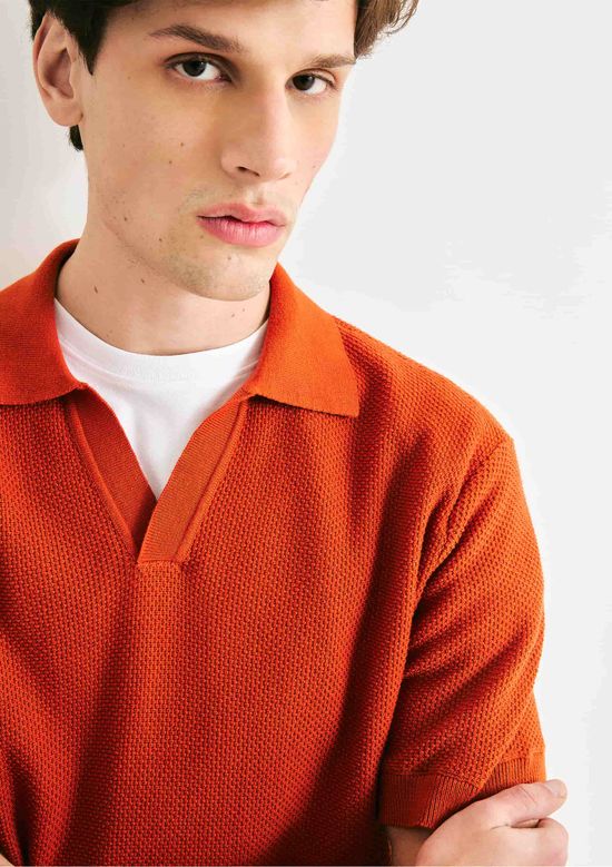 Foto do produto: Polo Masculina Tricô Fio Tinto - Terracota