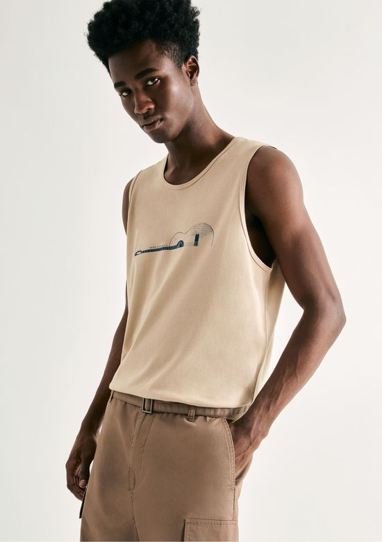 Foto do produto: Regata Básica Masculina Slim Em Malha - Bege