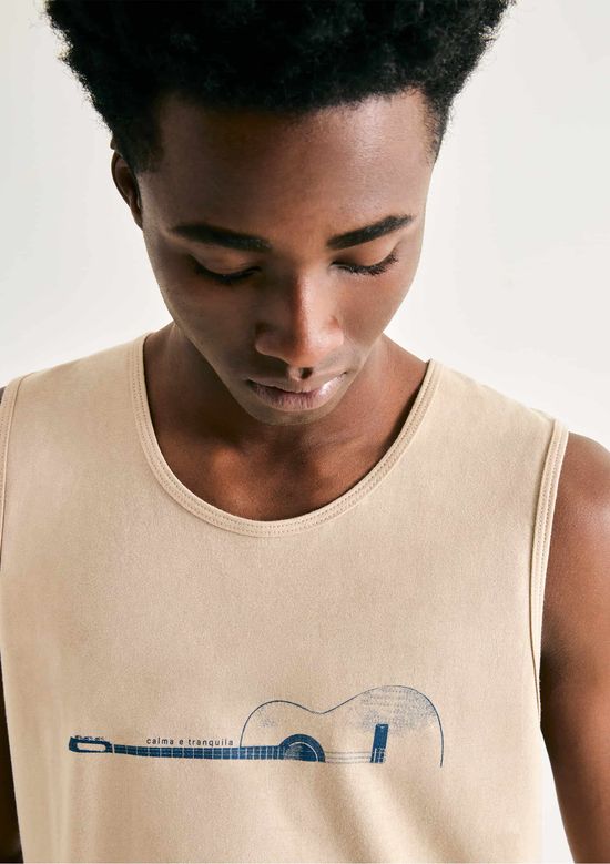 Foto do produto: Regata Básica Masculina Slim Em Malha - Bege