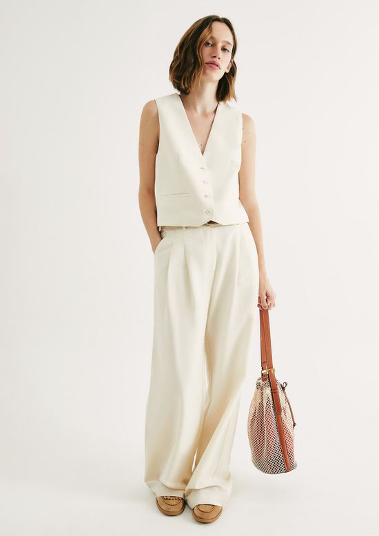 Foto do produto: Colete Feminino Decote V Com Linho - Creme