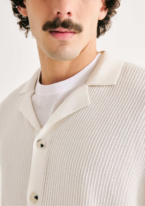 Foto do produto: Camisa Masculina Em Tricô Vazado - Off white