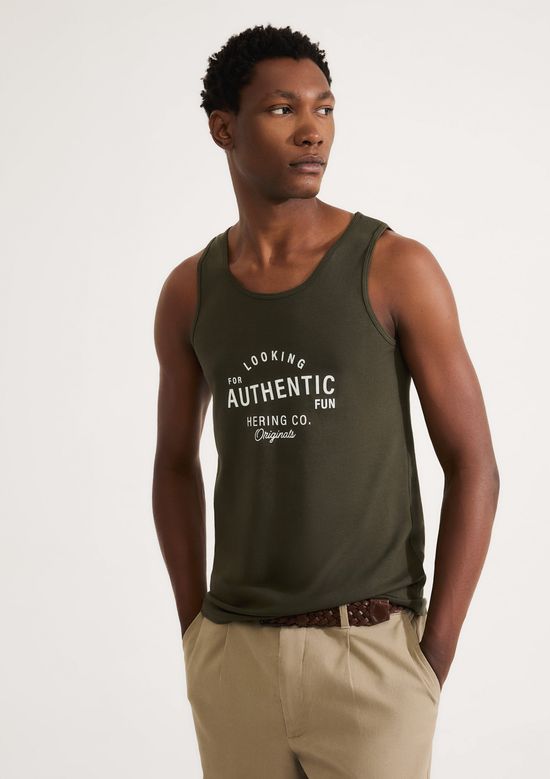 Foto do produto: Regata Básica Masculina Slim Em Malha - Verde