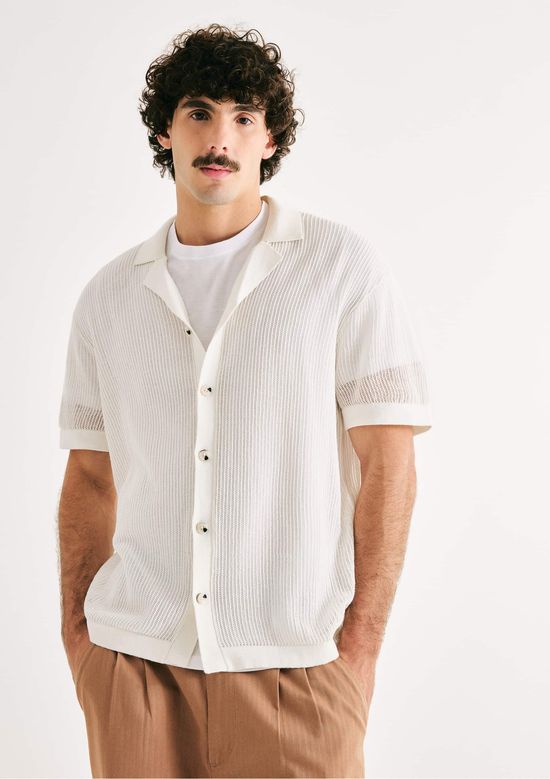 Foto do produto: Camisa Masculina Em Tricô Vazado - Off white