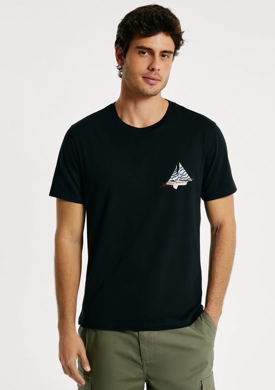Foto do produto: Camiseta Masculina Algodão Peruano Estampada - Preto