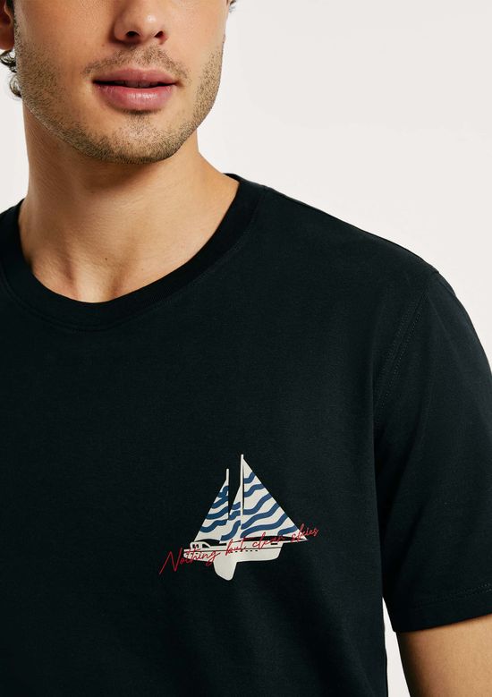 Foto do produto: Camiseta Masculina Algodão Peruano Estampada - Preto