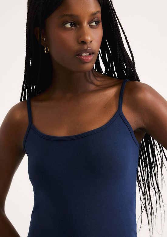 Foto do produto: Regata Feminina Alças Finas Com Elastano - Azul