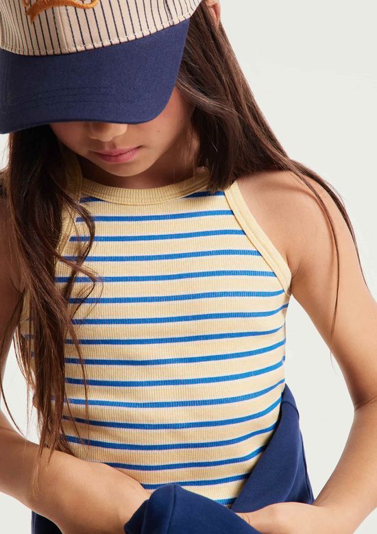 Foto do produto: Regata Infantil Menina Halter Neck Em Ribana - Azul