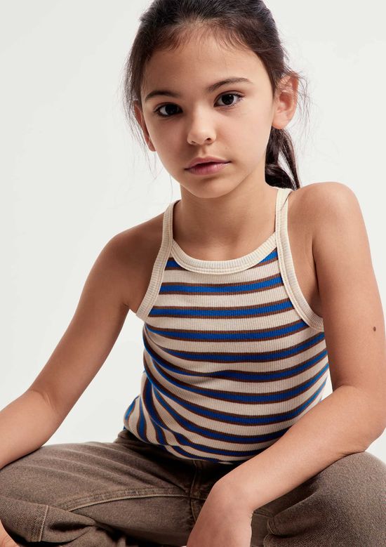 Foto do produto: Regata Infantil Menina Halter Neck Em Ribana - Azul