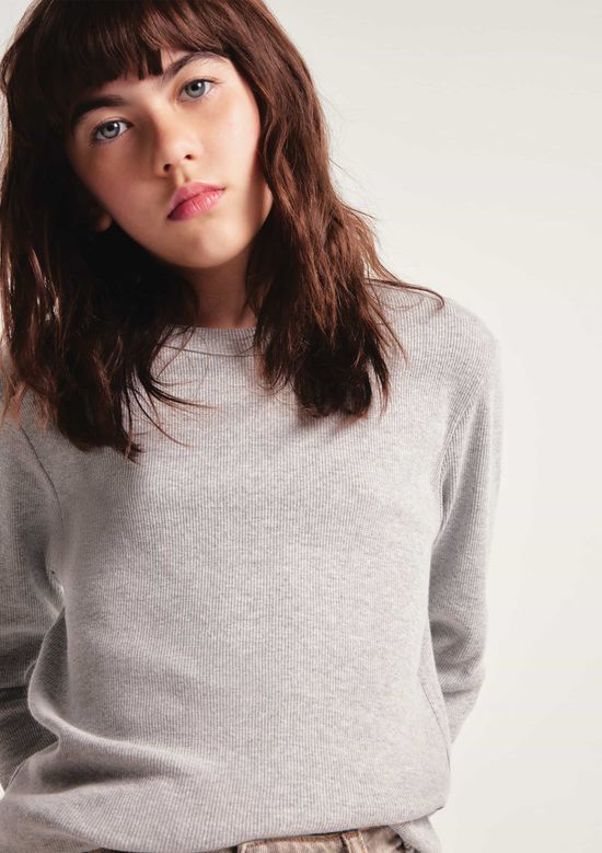 Foto do produto: Blusa Infantil Menina Manga Longa Em Ribana - Cinza