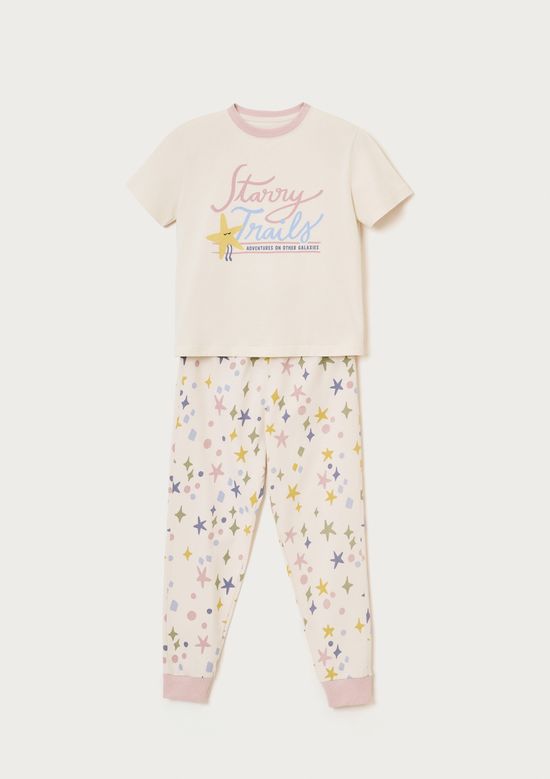 Foto do produto: Pijama Infantil Menina com Estampa que Brilha no Escuro - Creme