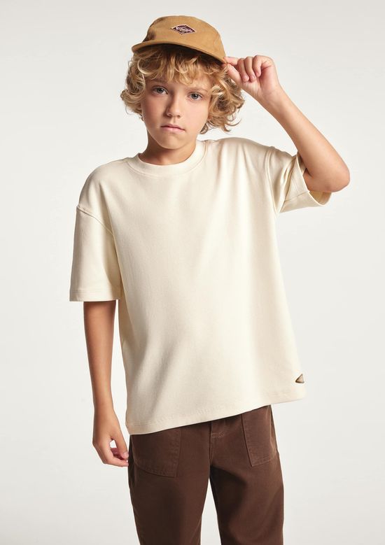 Foto do produto: Camiseta Infantil Menino Malha Texturizada - Creme