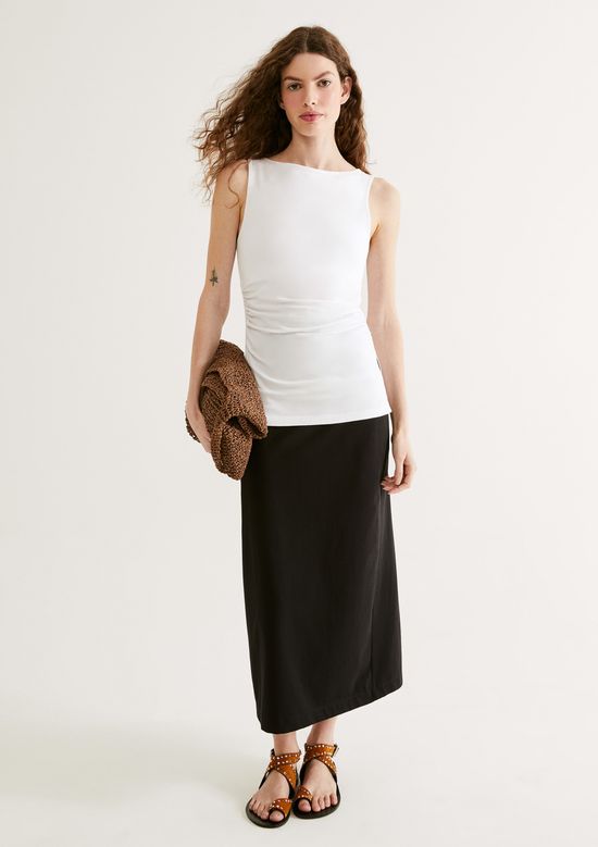 Foto do produto: Regata Feminina Acinturada Com Franzido - Branco