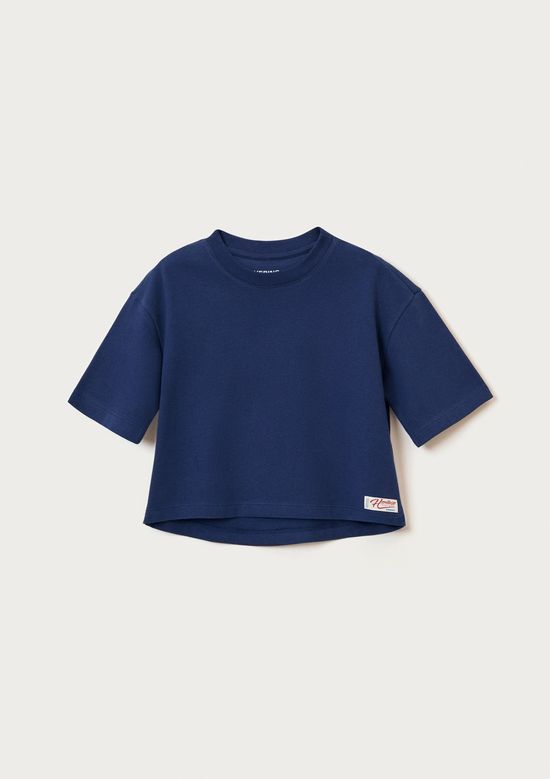 Foto do produto: Blusa Infantil Menina Oversized Em Malha Binada - Azul