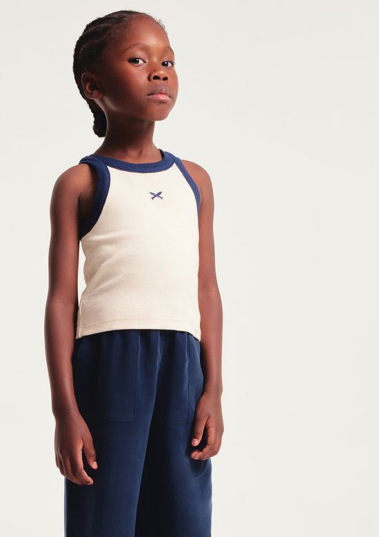 Foto do produto: Regata Cropped Infantil Menina Em Ribana - Off white