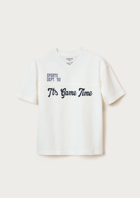 Foto do produto: Camiseta Infantil Menino Gola V Estampada - Off white