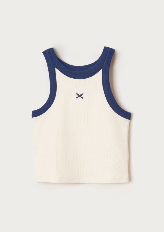 Foto do produto: Regata Cropped Infantil Menina Em Ribana - Off white