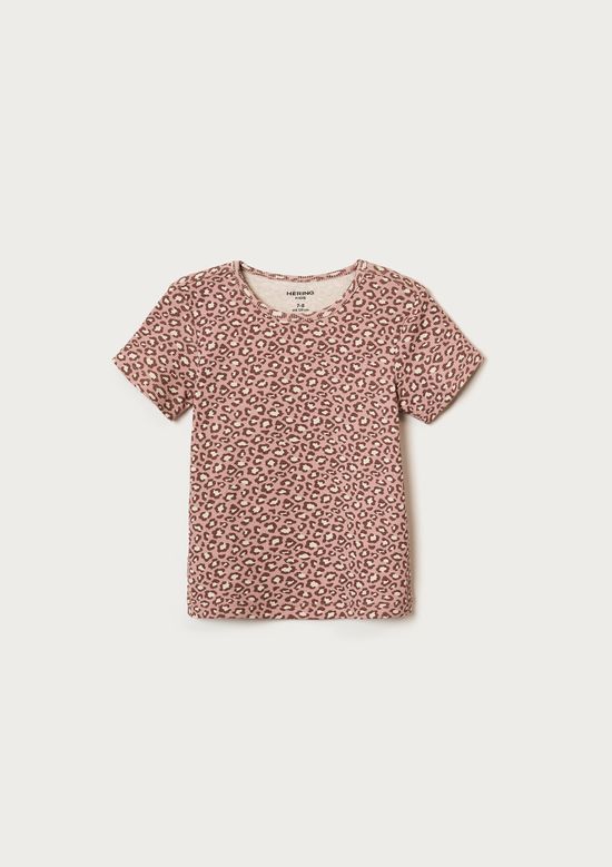 Foto do produto: Blusa Infantil Menina Manga Curta Em Ribana Estampada - Rosa