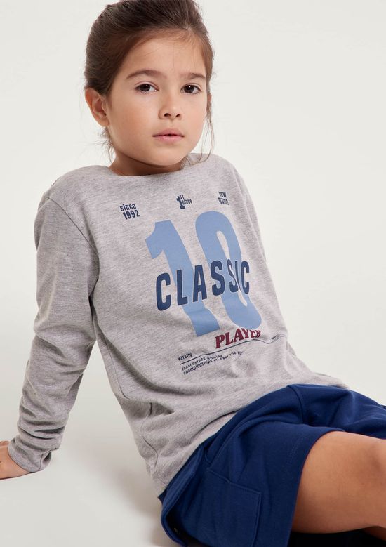 Foto do produto: Camiseta Infantil Menino Manga Longa Com Estampa Hering Kids - Cinza