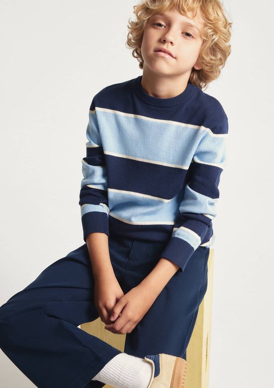 Foto do produto: Suéter De Tricô Infantil Menino Listrado - Azul