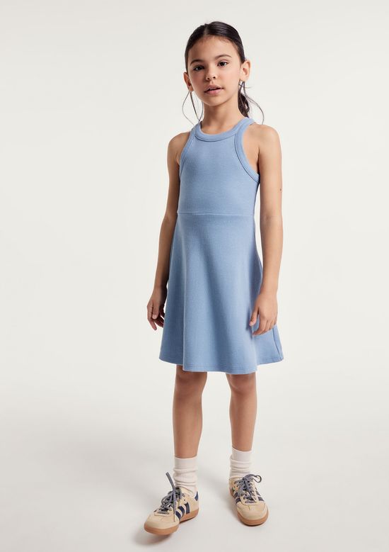 Foto do produto: Vestido Infantil Curto Canelado - Azul