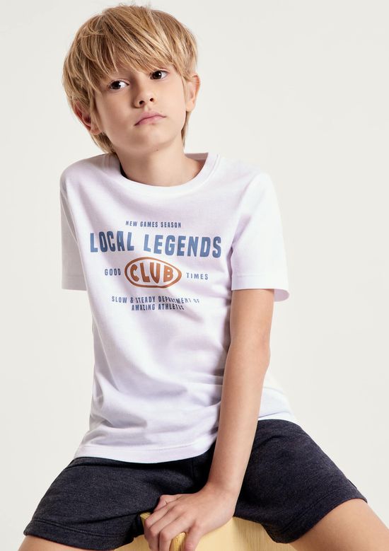Foto do produto: Camiseta Infantil Menino Manga Curta Com Estampa - Branco