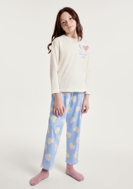 Foto do produto: Conjunto de Pijama Longo Infantil Menina Estampado - Azul