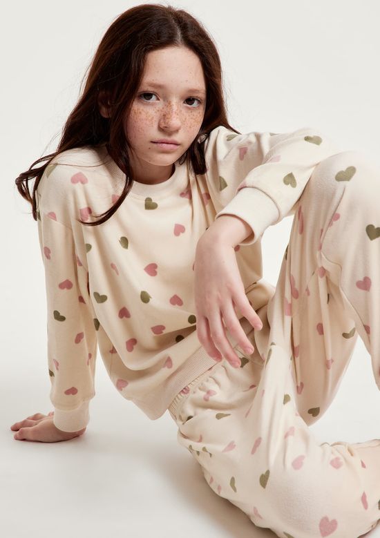 Foto do produto: Pijama Longo Infantil Menina Em Plush - Creme