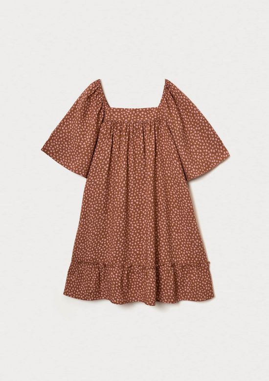 Foto do produto: Vestido Infantil Com Mangas Bufantes - Marrom