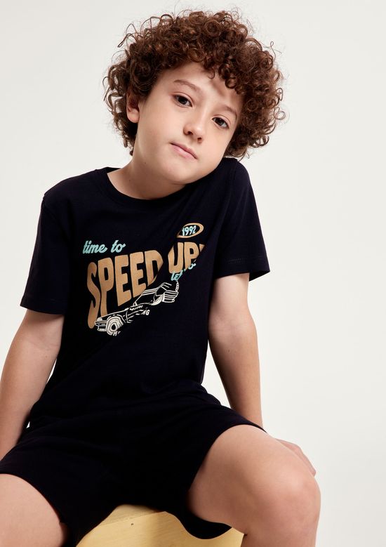 Foto do produto: Camiseta Infantil Menino Manga Curta Com Estampa - Preto