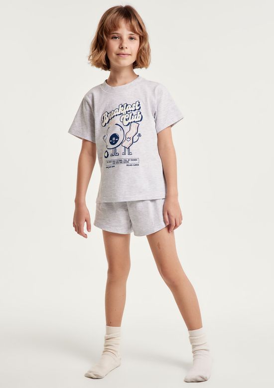 Foto do produto: Pijama Infantil Menina Curto Com Estampa - Cinza