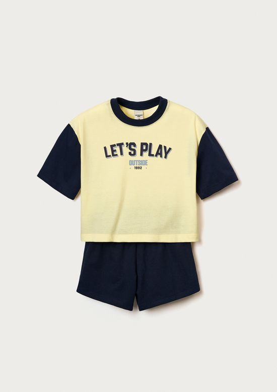 Foto do produto: Conjunto Curto Em Moletom Infantil Menina Com Estampa - Azul