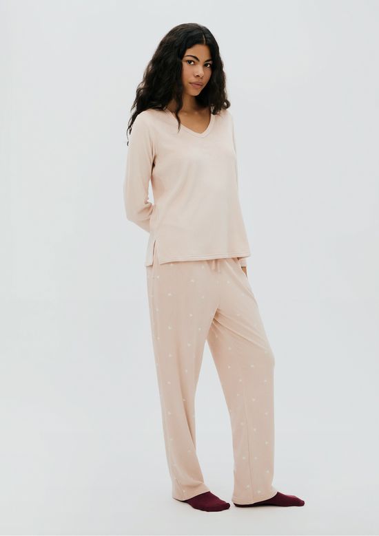 Foto do produto: Pijama Longo Feminino Estampado Em Plush - Rosa