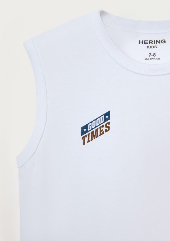 Foto do produto: Regata Infantil Menino Em Malha Com Estampa - Branco