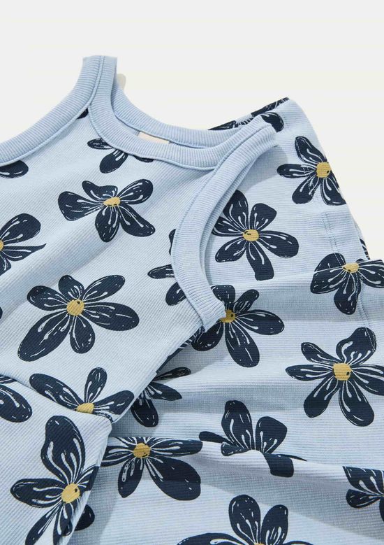 Foto do produto: Vestido Infantil Curto Em Ribana Canelada - Azul