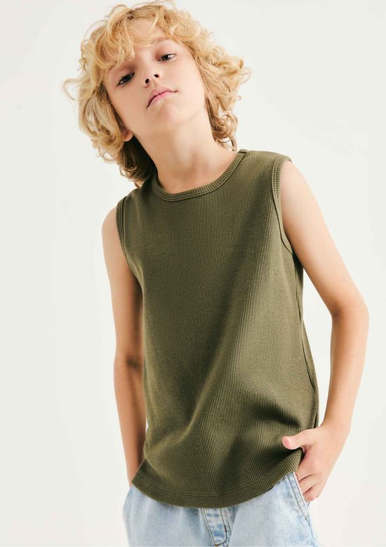 Foto do produto: Regata Infantil Menino Básica Canelada - Verde