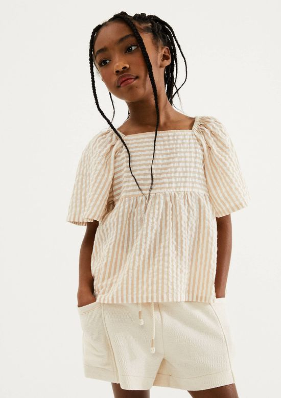 Foto do produto: Blusa Infantil Menina Anarruga Fio Tinto Godê - Creme