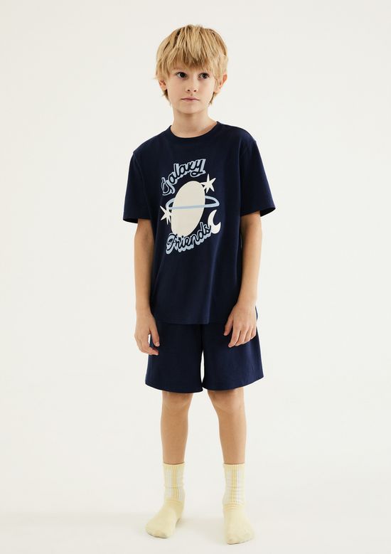 Foto do produto: Pijama Infantil Menino Curto Com Estampa - Azul