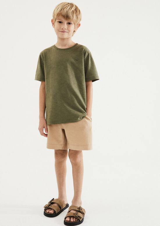 Foto do produto: Bermuda Infantil Menino Em Interlock - Bege