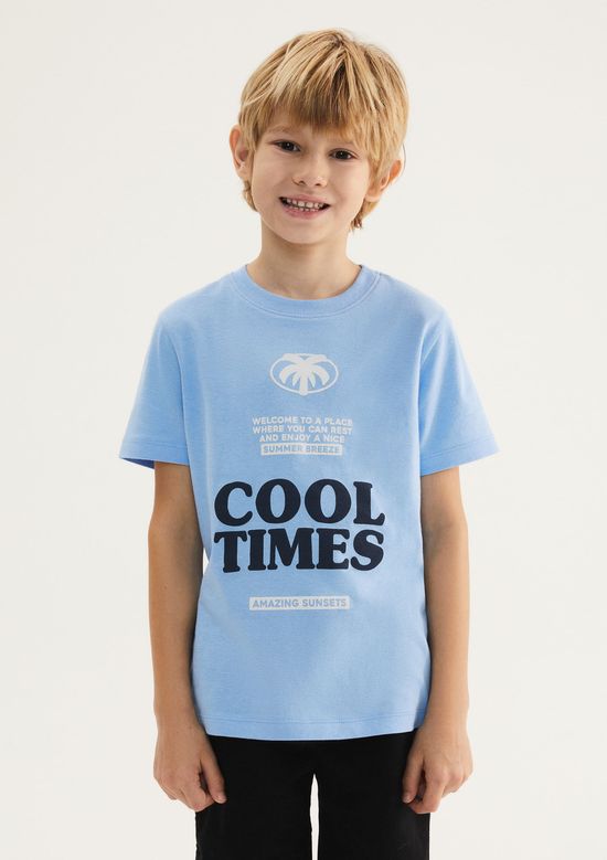 Foto do produto: Camiseta Infantil Menino Manga Curta Com Estampa - Azul
