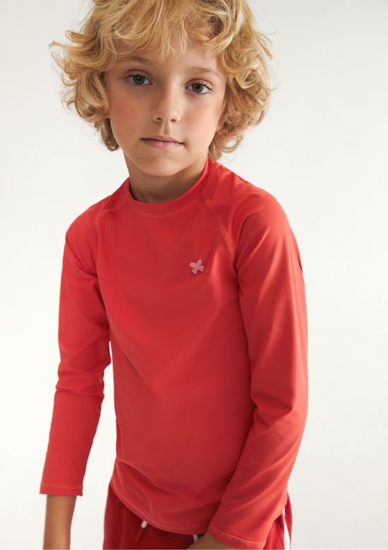 Foto do produto: Camiseta Infantil Unissex Manga Longa Com Proteção Solar - Vermelho