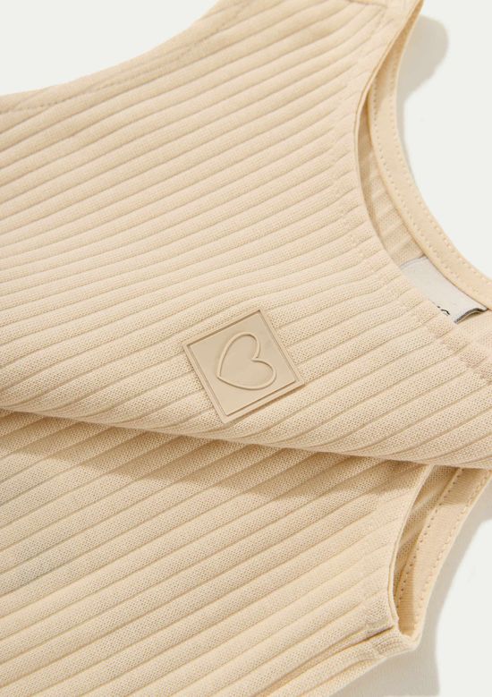 Foto do produto: Conjunto Curto Infantil Menina Em Ribana Canelada - Creme