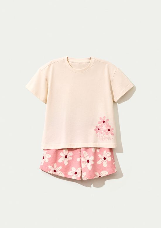 Foto do produto: Conjunto Infantil Menina Curto Estampado - Creme