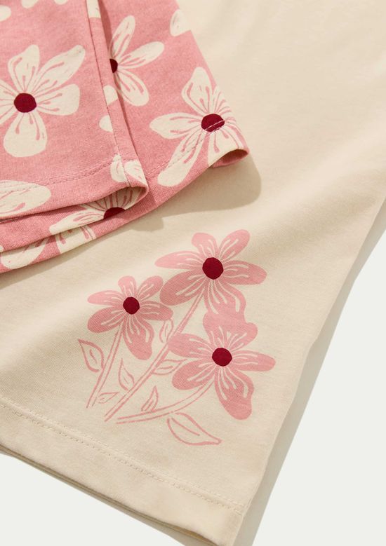 Foto do produto: Conjunto Infantil Menina Curto Estampado - Creme