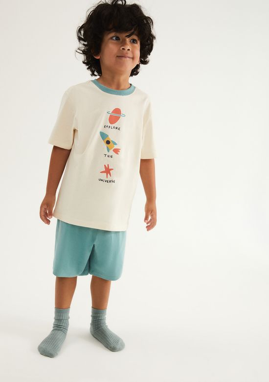 Foto do produto: Pijama Infantil Menino Curto Com Estampa - Creme