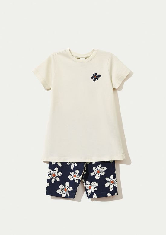 Foto do produto: Conjunto Infantil Menina Curto Com Estampa - Creme