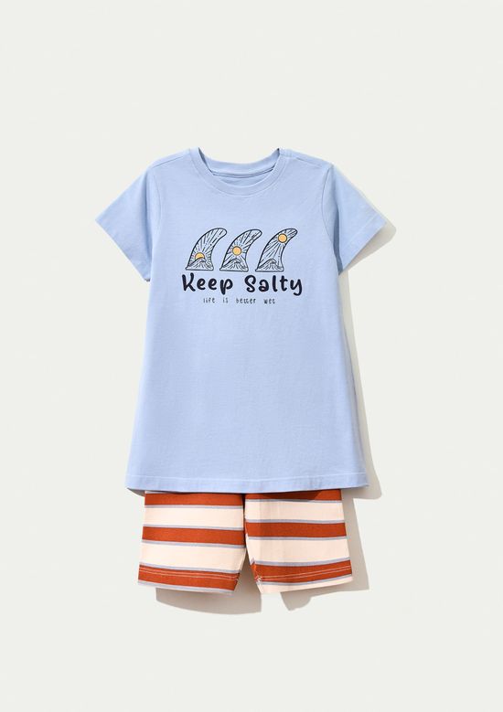 Foto do produto: Conjunto Infantil Menina Curto Com Estampa - Azul