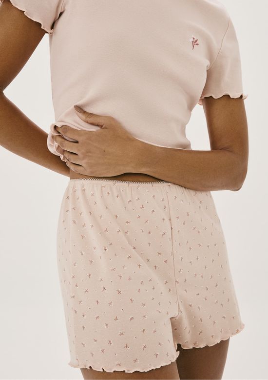 Foto do produto: Pijama Curto Feminino Estampado Com Frufru - Rosa