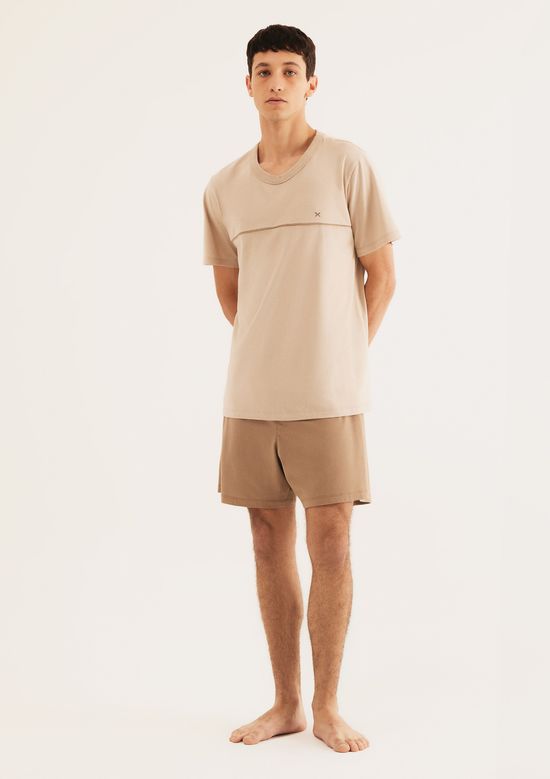 Foto do produto: Pijama Curto Masculino Em Algodão - Bege