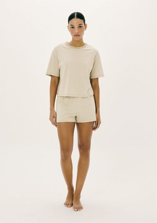 Foto do produto: Pijama Curto Feminino Listrado - Bege